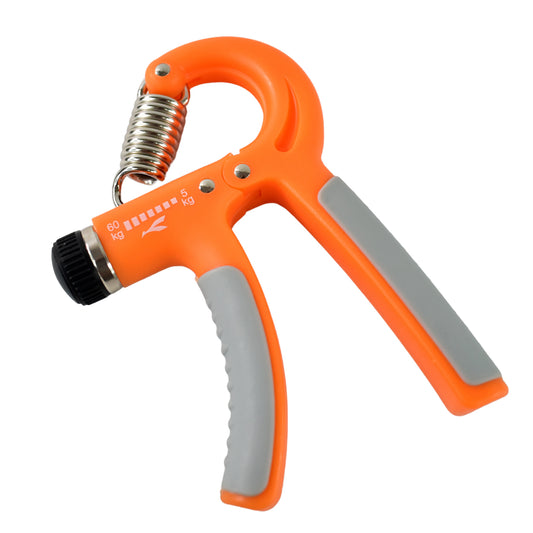 orange adjustable hand gripper with spring and dial tension 5 to 60 kg best grip strengthener for gym