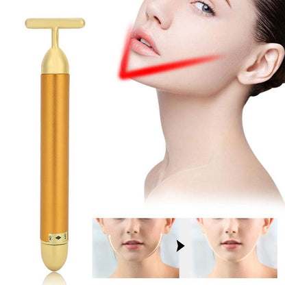 golden face massager T bar facial tool for jawline lifting sculpting and anti aging care
