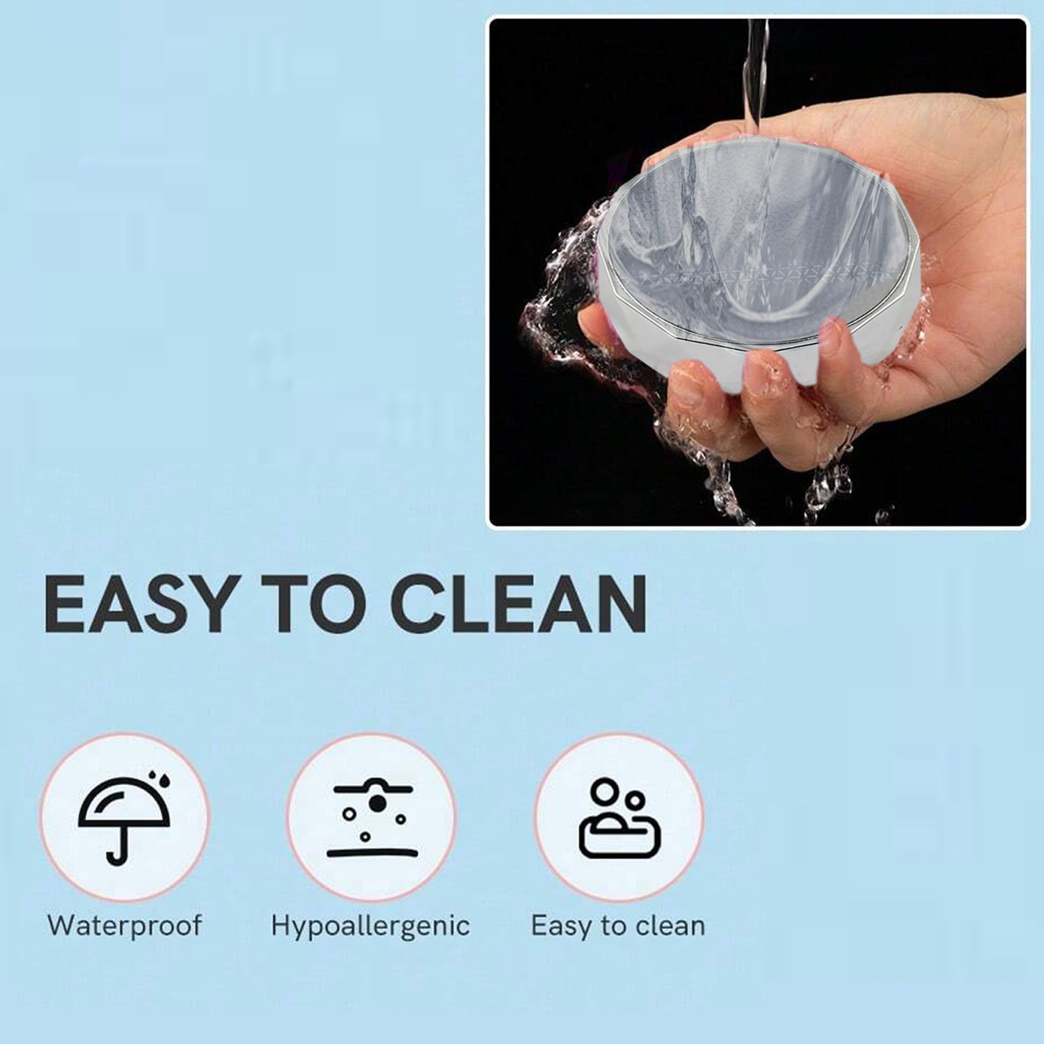 portable skin hair remover device rinsed by hand to show waterproof hypoallergenic and easy to clean