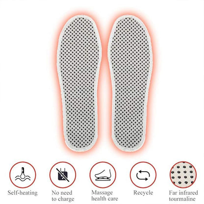 Self-heating pain relief foot insoles for men and women with massage features for comfort and support