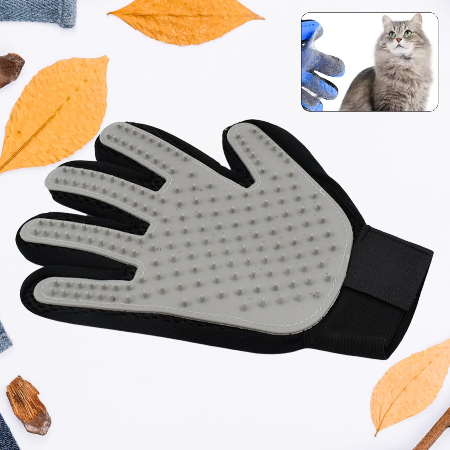 pet grooming glove for cats and dogs with soft silicone nubs removes loose fur and massages
