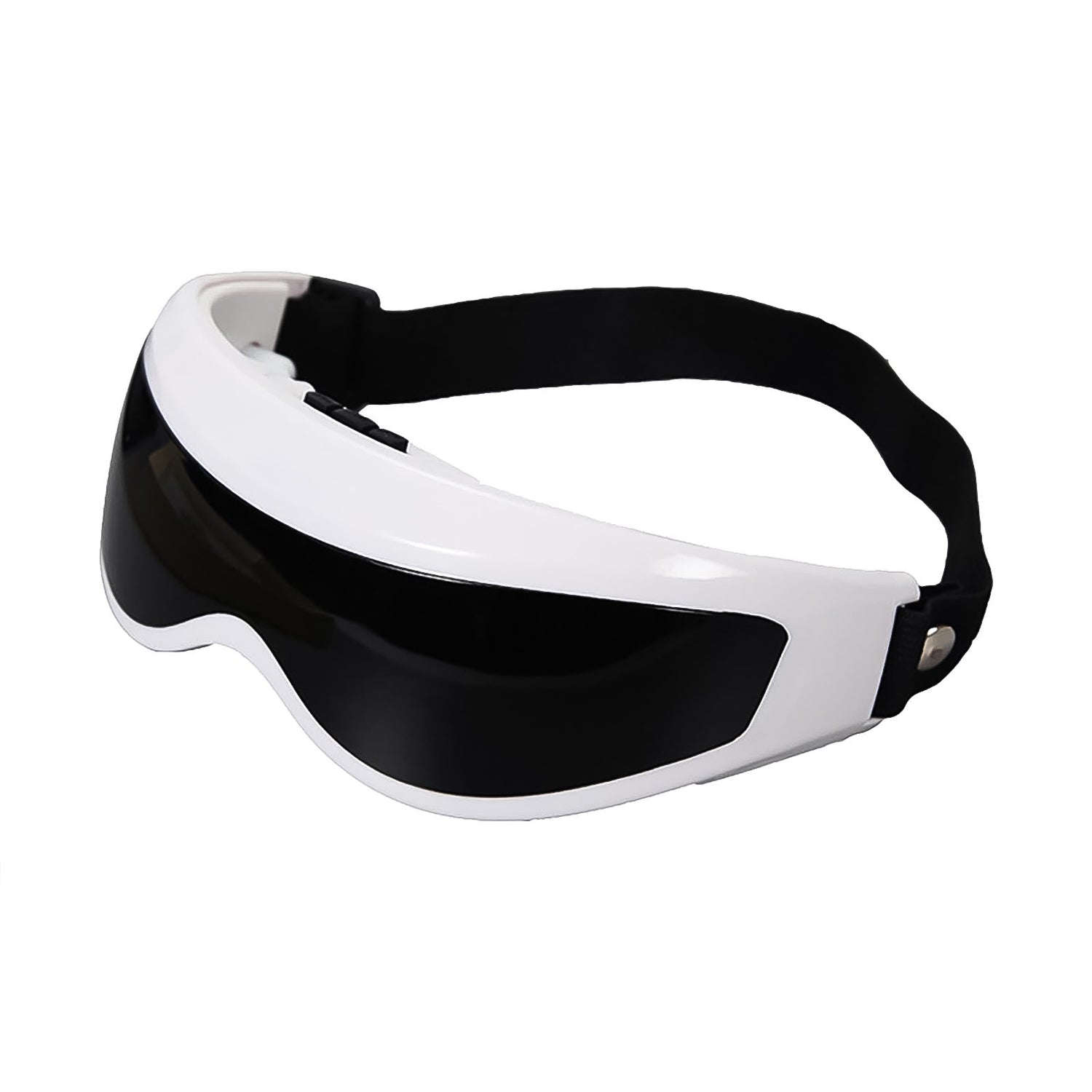 white and black eye massager goggles with adjustable strap best eye massager for relaxation