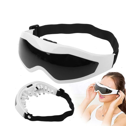 white eye massager with adjustable black strap and internal massage nodes best eye massager for relaxation