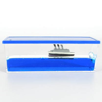 blue liquid dashboard ornament with moving ship and dolphin unique car interior decoration gift