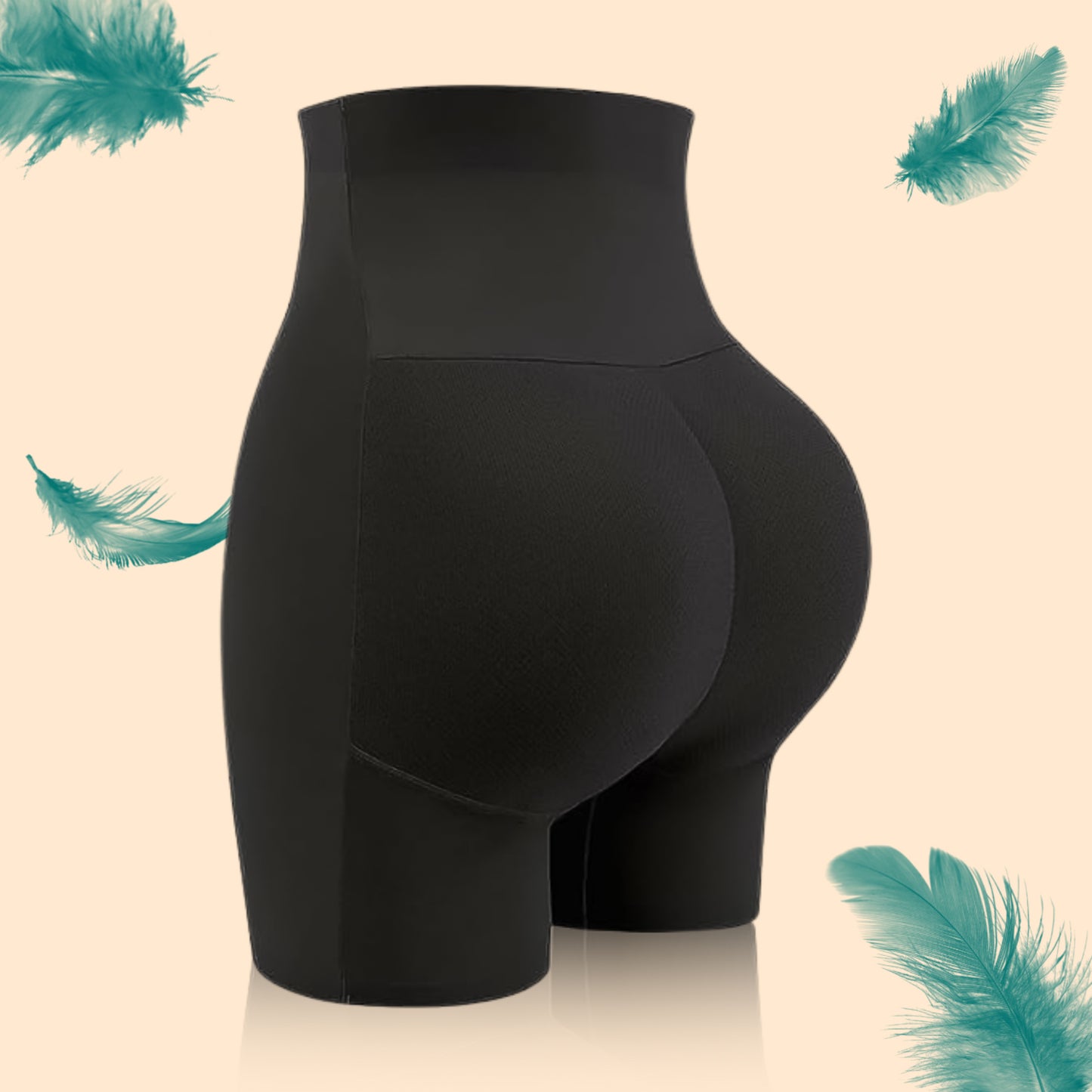 black high waist hip enhancing body shaper shorts with padded lift for hourglass silhouette