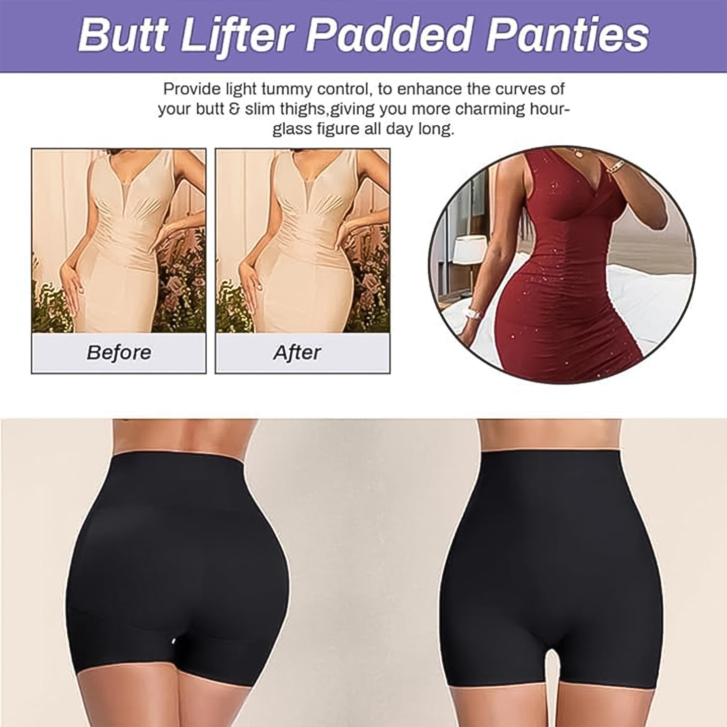 hip enhancing body shaper shorts black high waist butt lifter padded panties for tummy control and smooth silhouette
