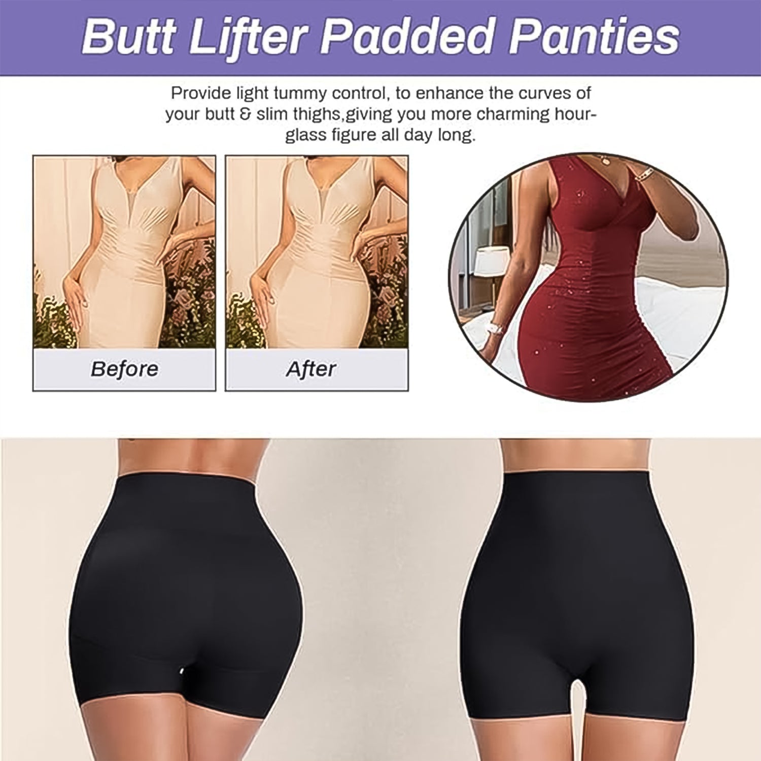 hip enhancing body shaper shorts black high waist butt lifter padded panties for tummy control and smooth silhouette