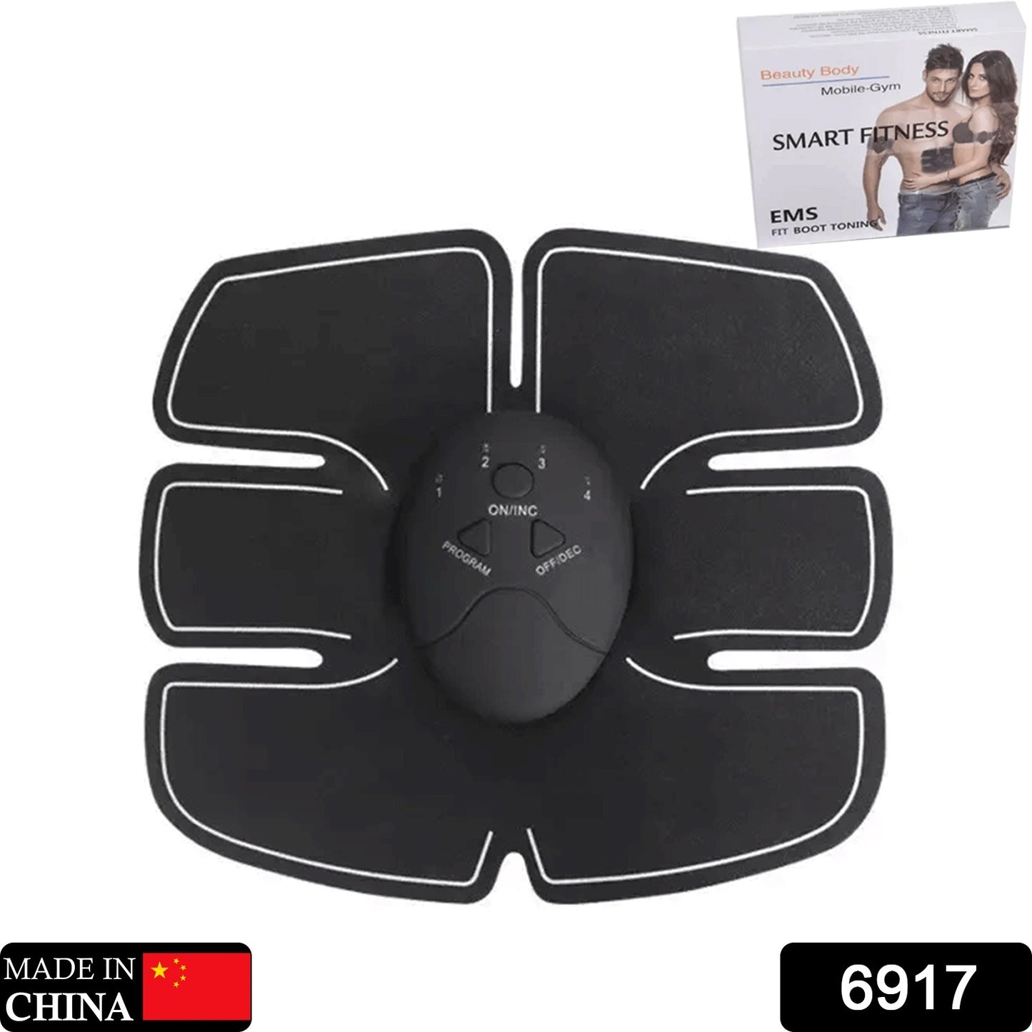 abdominal muscle exerciser device black EMS gel pad with central control unit for toning