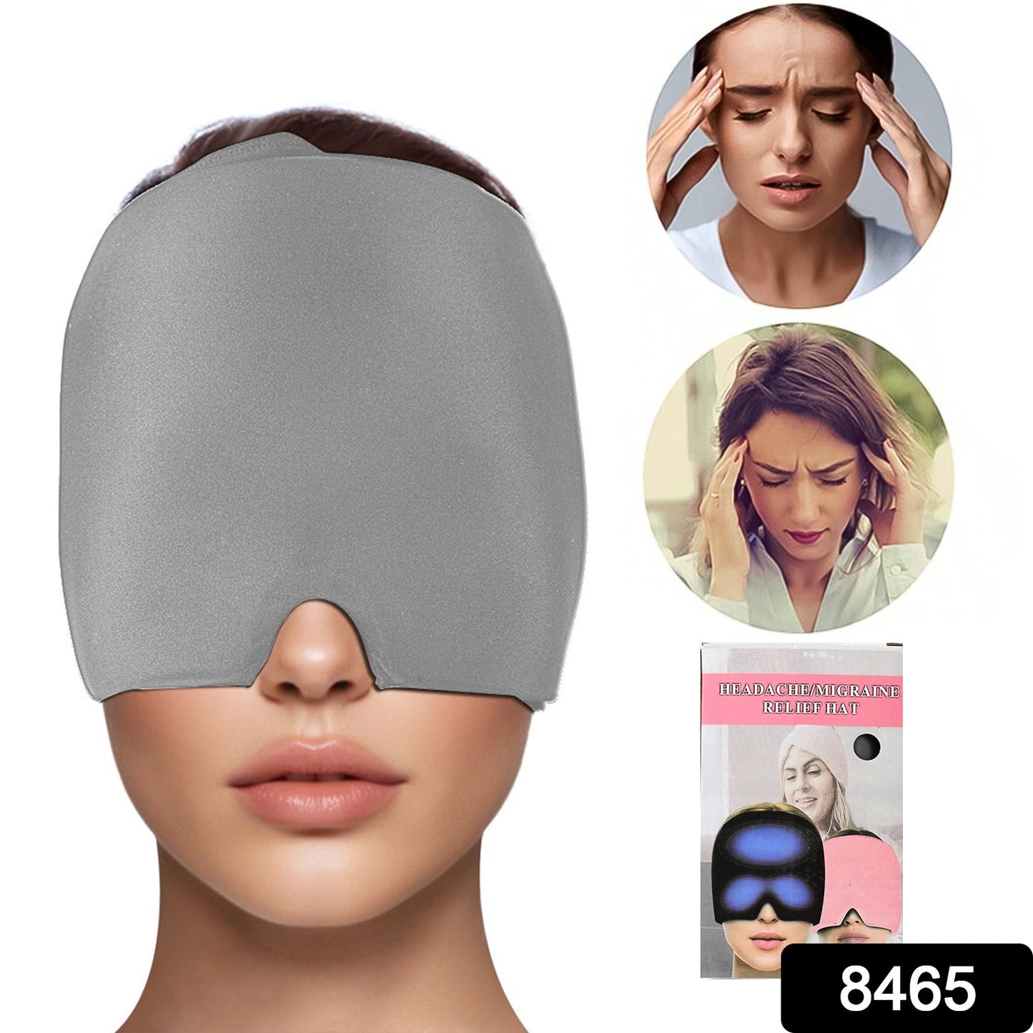 migraine relief cap for headaches gray heated cooling eye and forehead wrap for migraine and tension relief