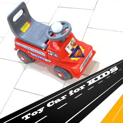 red plastic kids ride on push car with backrest and steering wheel for toddlers