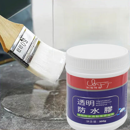 transparent waterproof glue 300g with a paintbrush for home improvement projects