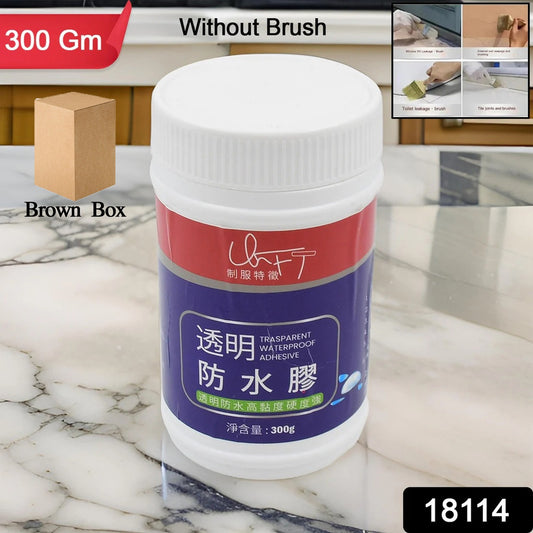 transparent waterproof glue 300g in a container without brush on a marble surface