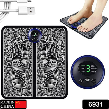 portable foot muscle stimulator machine black electrode foot pad with digital remote and USB charging cable