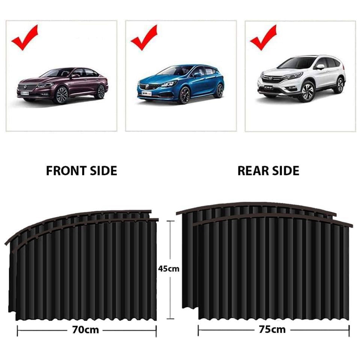 universal black front and rear bumper protector panels for cars 70cm 75cm 45cm height