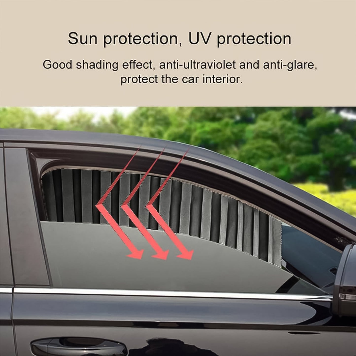 car window sunshade curtain for side windows with UV protection pleated retractable