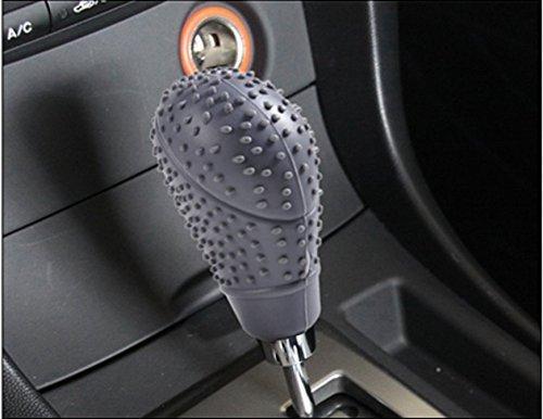 gray silicone car gear shift knob protector with textured grip for automatic shifter