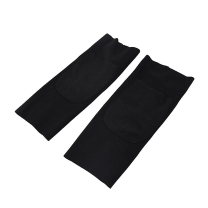 black pair of durable arm protection sleeves with padded elbow panels for medical and work use