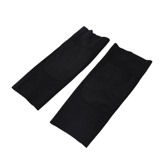 black pair of durable arm protection sleeves with padded elbow panels for medical and work use